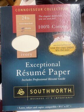 Southworth (47) Connoisseur Resume Paper Ivory Cotton 8.5x11 24lb Used Vintage